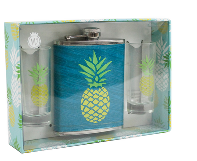 GREEN & YELLOW PINEAPPLE BAR SET - Wild Eye Designs