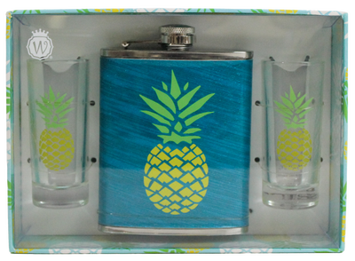 GREEN & YELLOW PINEAPPLE BAR SET - Wild Eye Designs