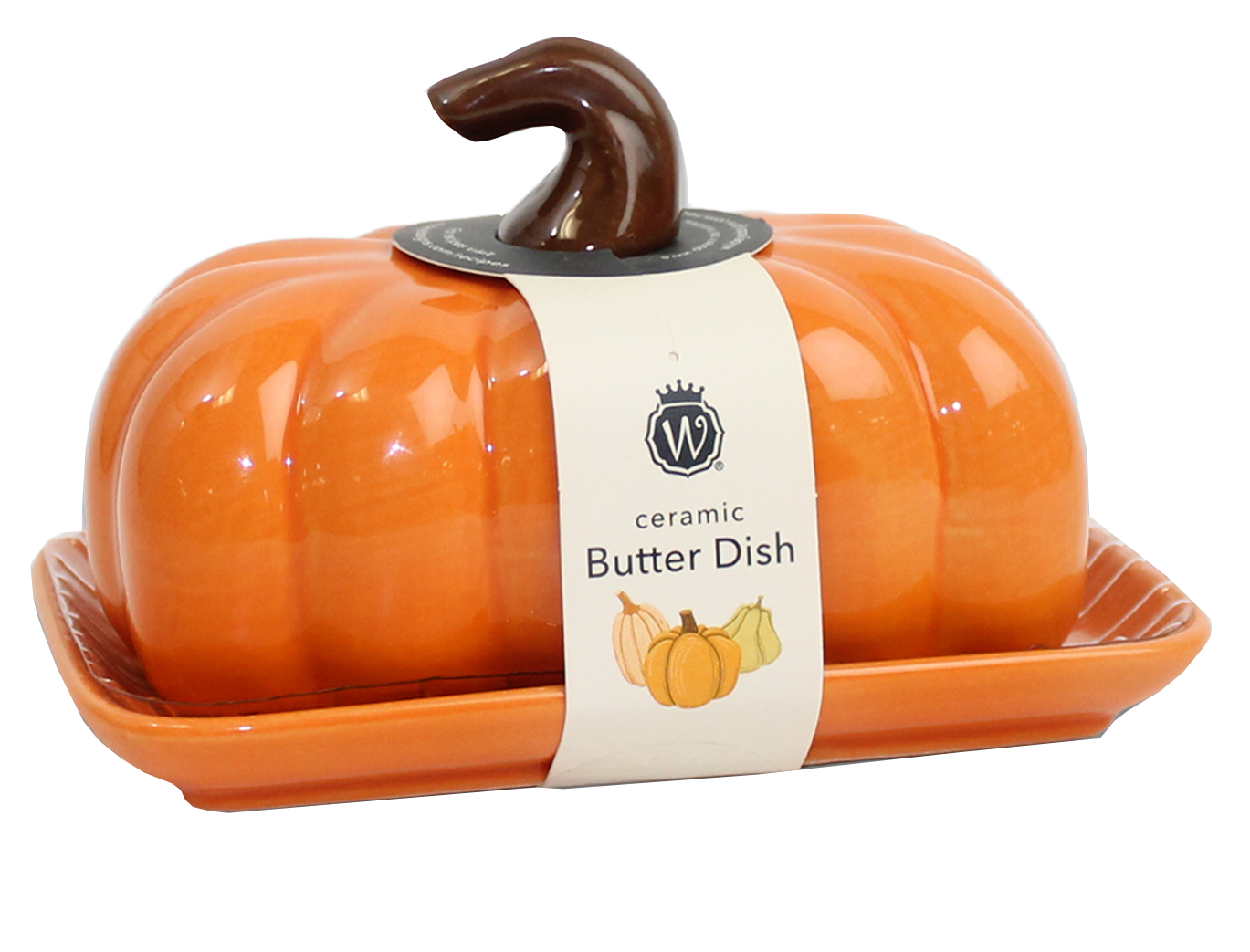 FIGURAL PUMPKIN CERAMIC BUTTER DISH
