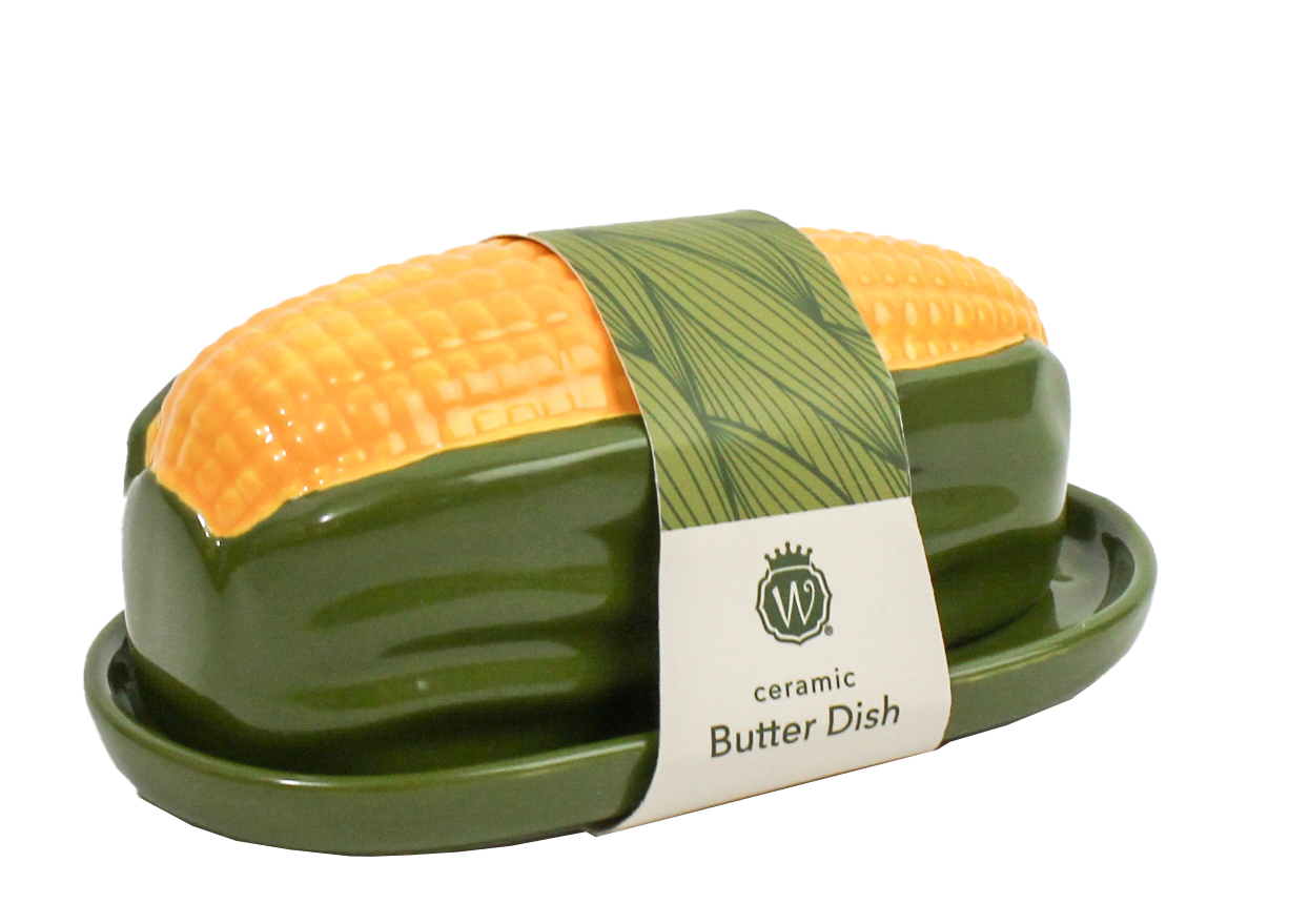 FIGURAL CORN CERAMIC BUTTER DISH