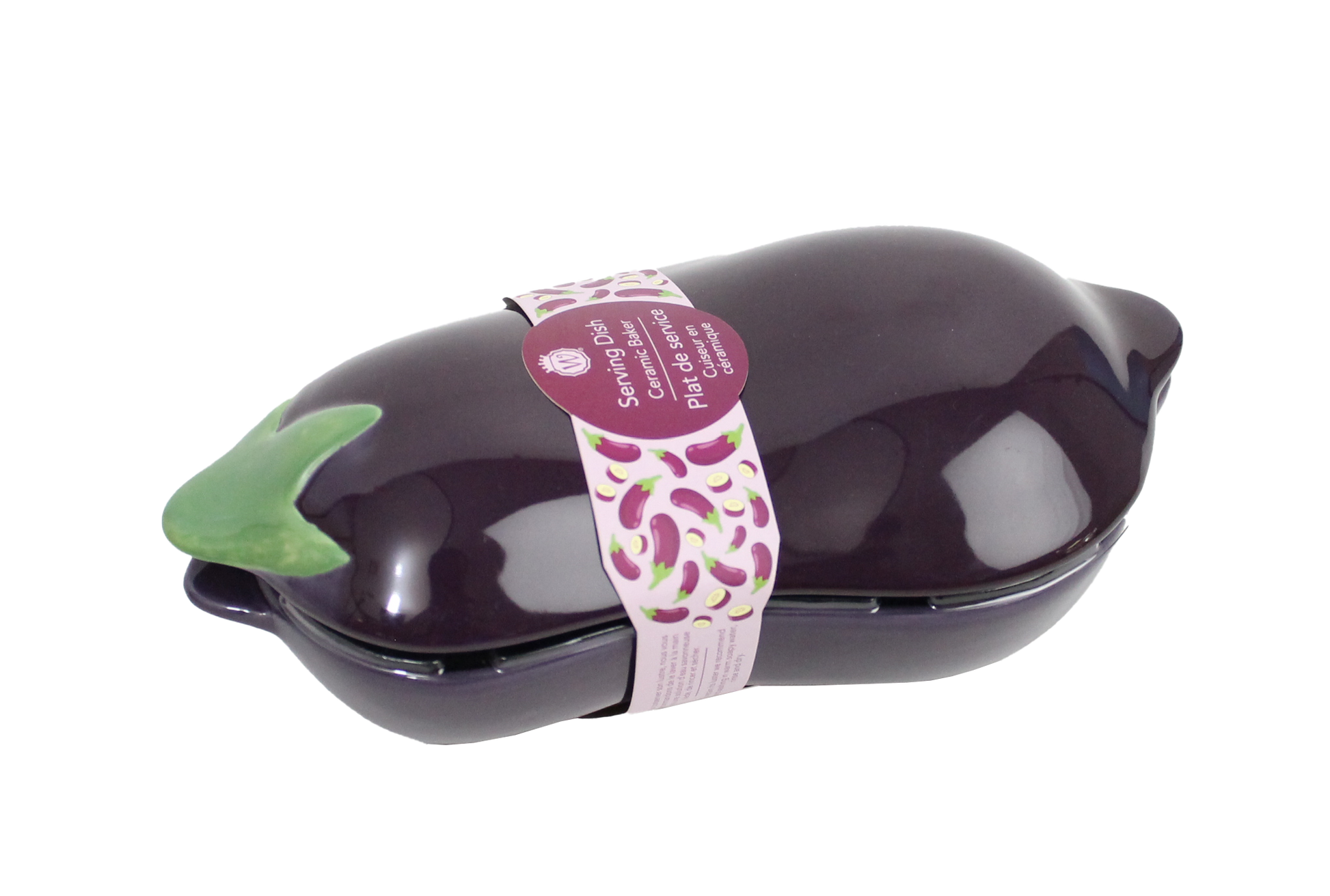 FIGURAL EGGPLANT CERAMIC SERVING DISH