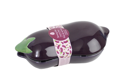 FIGURAL EGGPLANT CERAMIC SERVING DISH