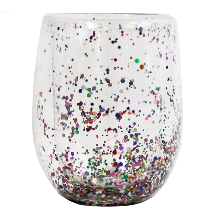 RAINBOW CONFETTI DOUBLE WALL GLASS SET