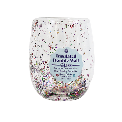 RAINBOW CONFETTI DOUBLE WALL GLASS SET