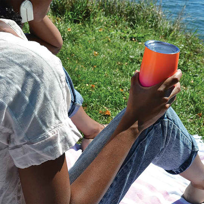 NEON ORANGE & PINK DOUBLE WALL STEMLESS CUP