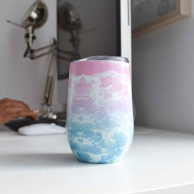 PINK & BLUE CLOUD DOUBLE WALL STEMLESS CUP