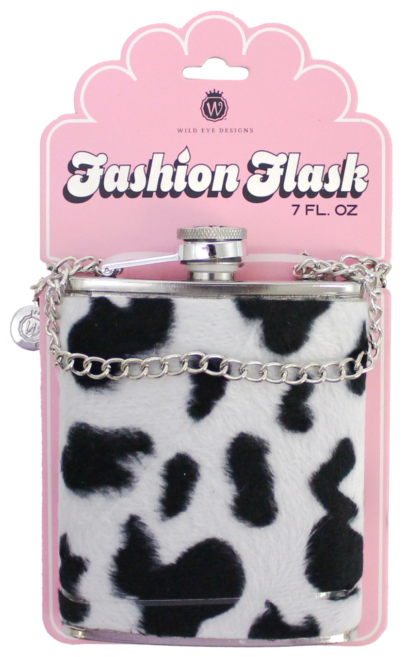 SILVER COWHIDE FASHION FLASK - Wild Eye Designs