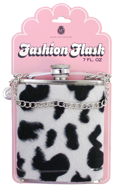 SILVER COWHIDE FASHION FLASK - Wild Eye Designs