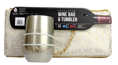 WHITE & GOLD LEOPARD INSULATED WINE BAG & TUMBLER SET - Wild Eye Designs