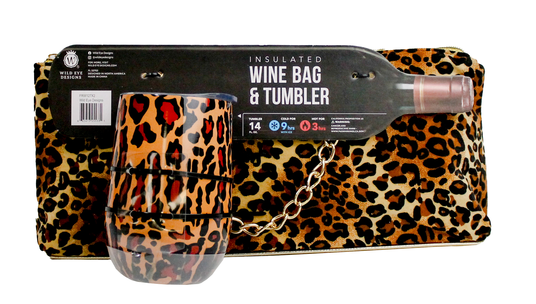 LEOPARD PRINT INSULATED WINE BAG & TUMBLER SET - Wild Eye Designs