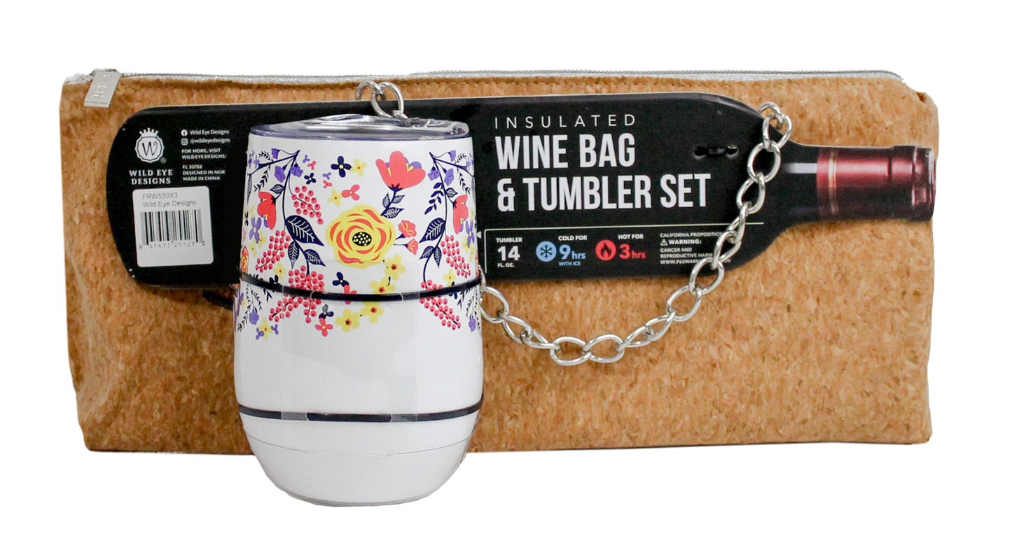 GLITTER CORK INSULATED WINE BAG & TUMBLER SET - Wild Eye Designs