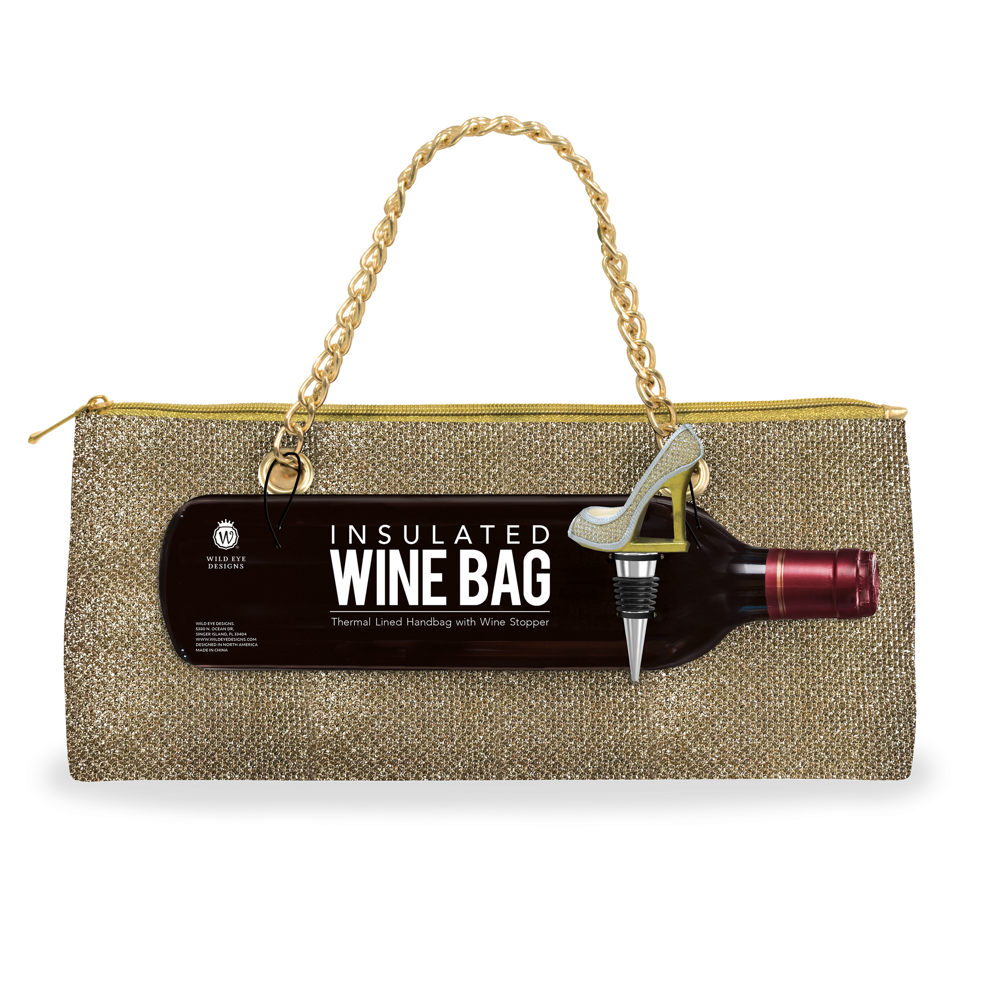 GOLD & SILVER INSULATED WINE BAG & HEEL STOPPER
