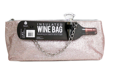 CHAMPAGNE CONFETTI INSULATED WINE BAG & DIAMOND STOPPER - Wild Eye Designs
