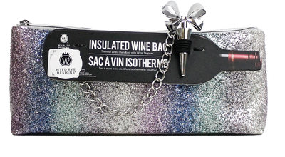 RAINBOW OMBRE GLITTER INSULATED WINE BAG & BOW STOPPER - Wild Eye Designs