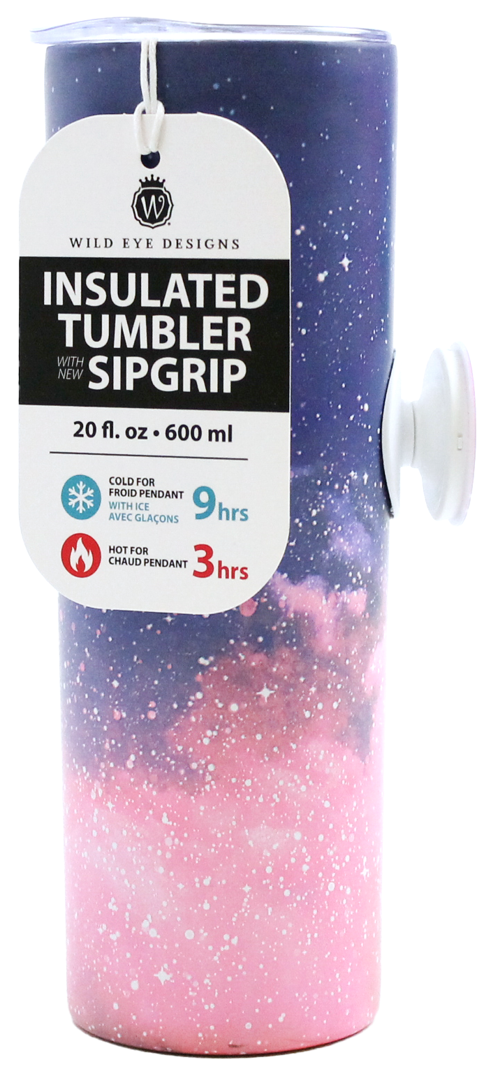 GALAXY PATTERN SIP-GRIP SLIM TUMBLER WITH STRAW