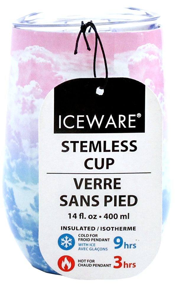 PINK & BLUE CLOUD DOUBLE WALL STEMLESS CUP