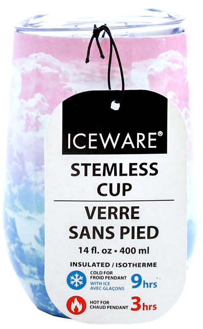 PINK & BLUE CLOUD DOUBLE WALL STEMLESS CUP