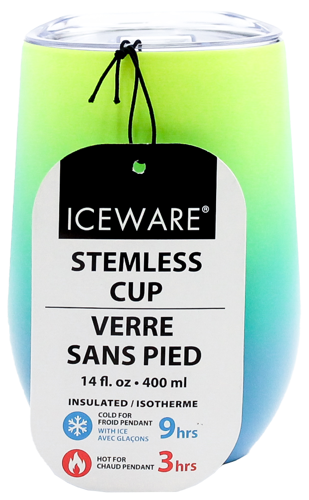 NEON YELLOW & BLUE DOUBLE WALL STEMLESS CUP