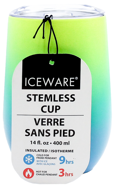 NEON YELLOW & BLUE DOUBLE WALL STEMLESS CUP
