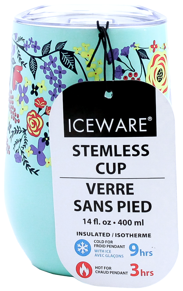 FLORAL DOUBLE WALL STEMLESS CUP