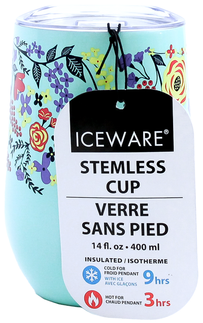 FLORAL DOUBLE WALL STEMLESS CUP