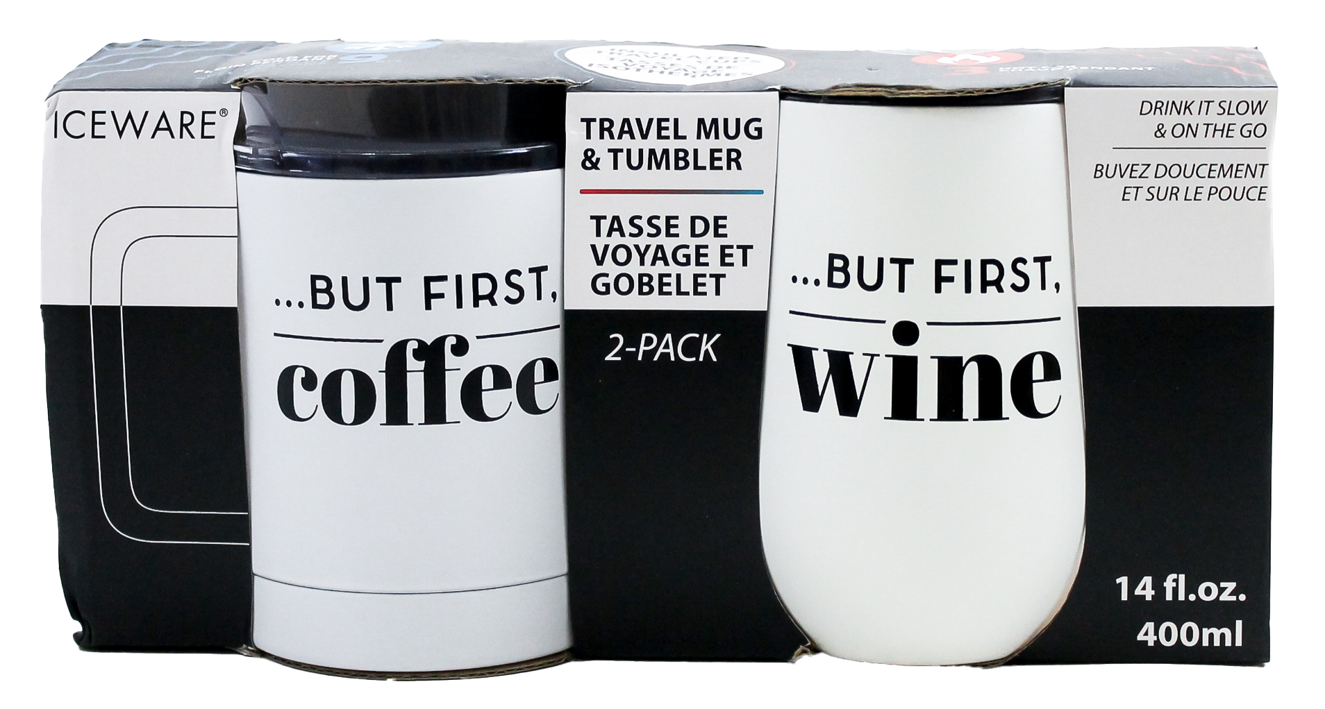 "BUT FIRST.." DOUBLE WALL MUG AND STEMLESS SET
