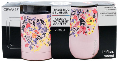 FLORAL DOUBLE WALL MUG AND STEMLESS SET