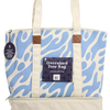 BLUE ABSTRACT CANVAS INSULATED TOTE BAG