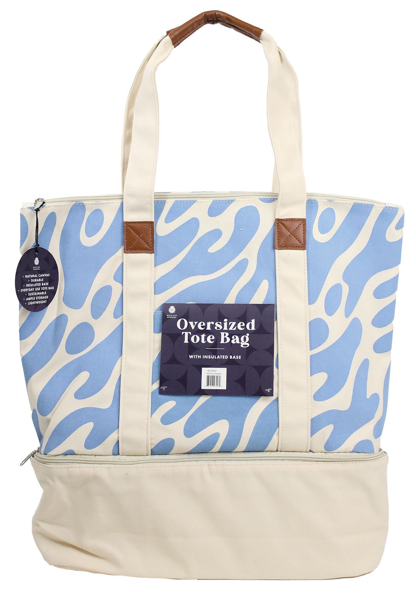 BLUE ABSTRACT CANVAS INSULATED TOTE BAG