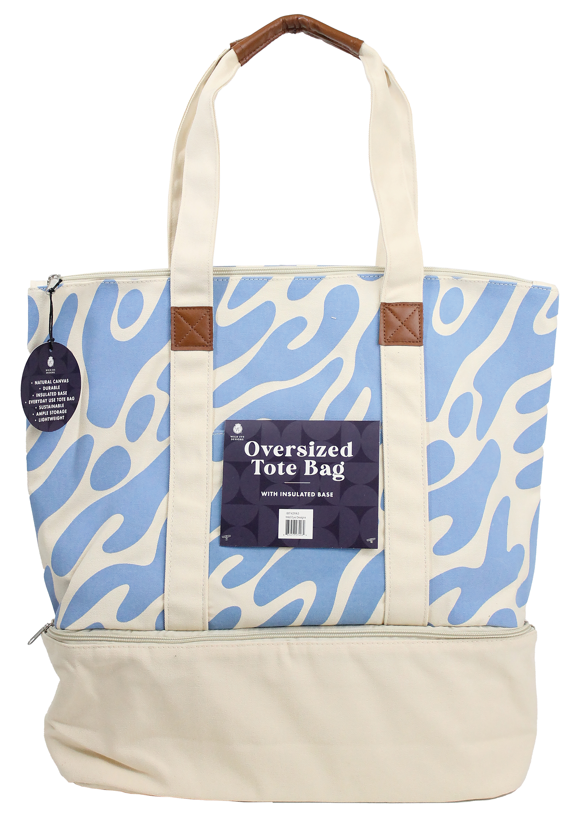 BLUE ABSTRACT CANVAS INSULATED TOTE BAG