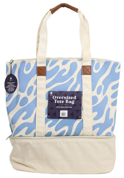 BLUE ABSTRACT CANVAS INSULATED TOTE BAG