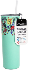 FLORAL SLIM TUMBLER WITH STRAW