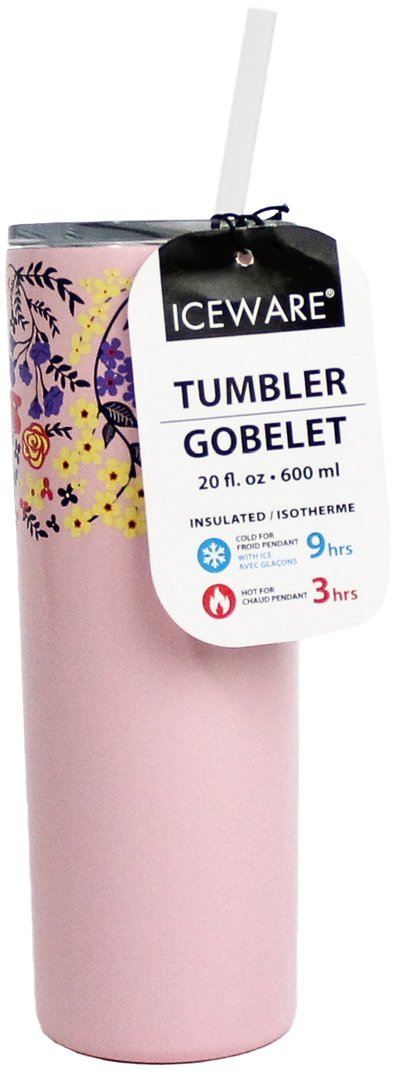 FLORAL SLIM TUMBLER WITH STRAW