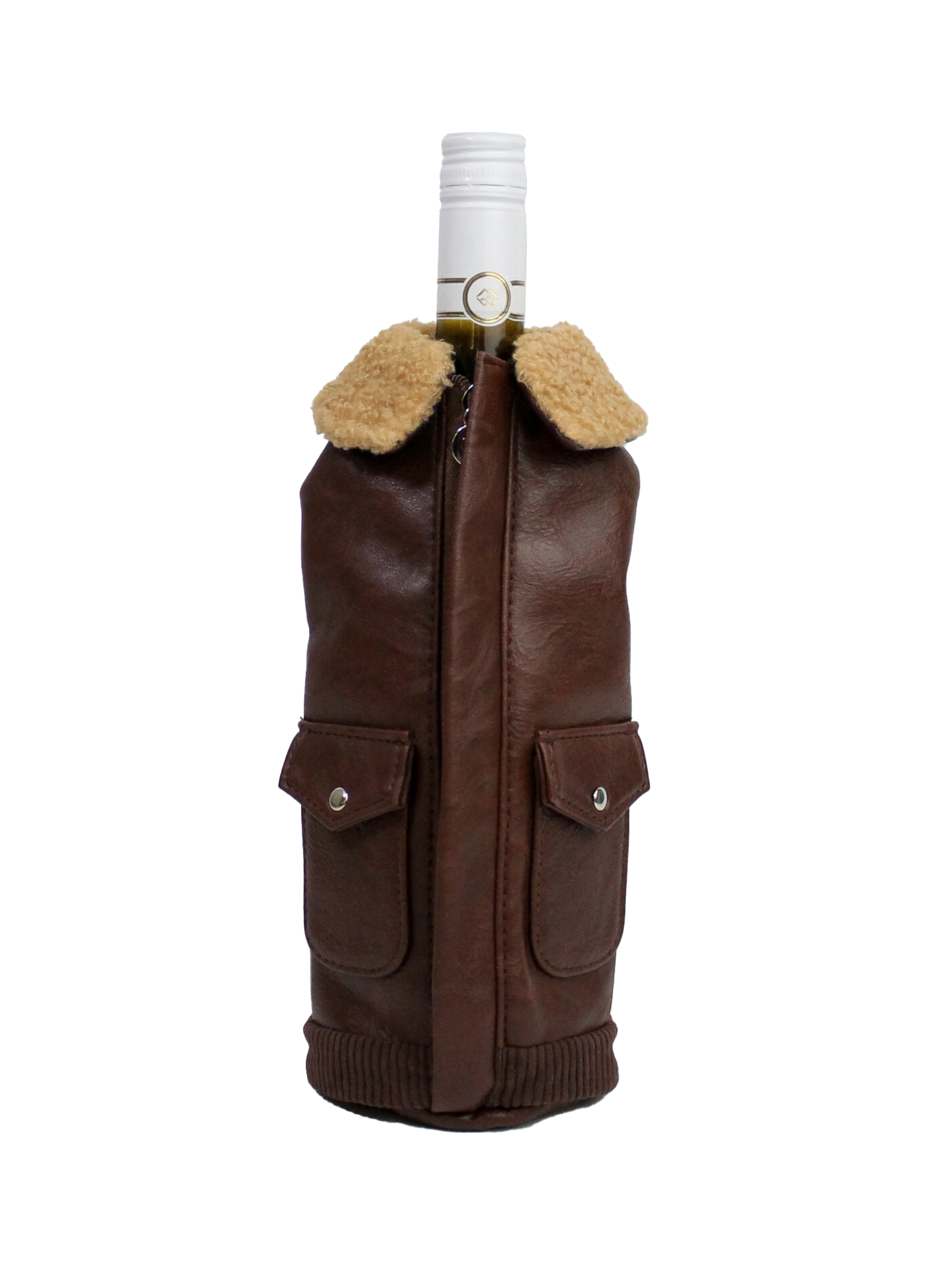 BROWN LEATHER JACKET WINE PARKA
