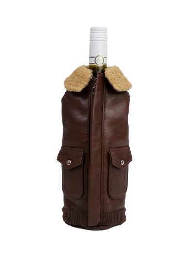 BROWN LEATHER JACKET WINE PARKA