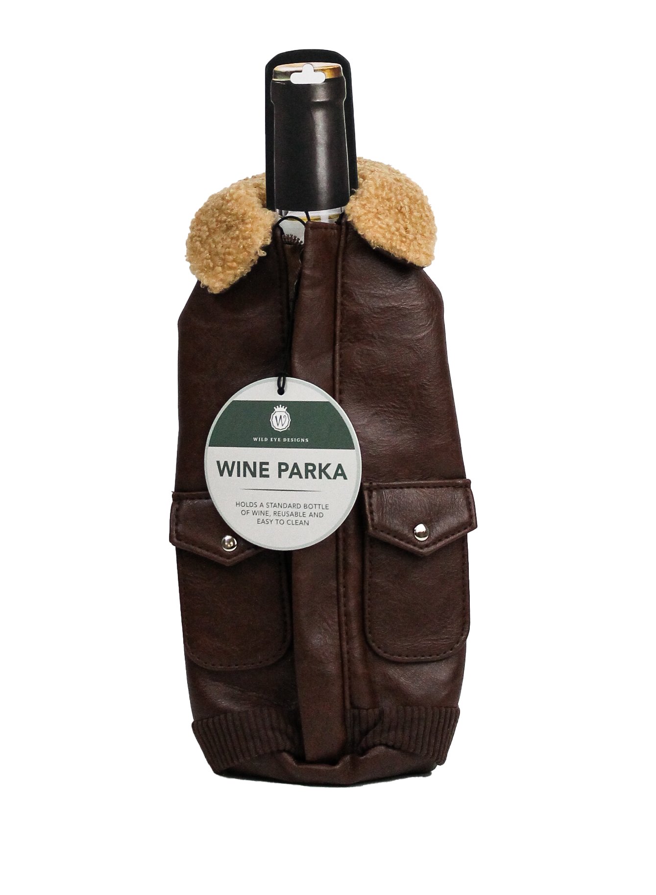 BROWN LEATHER JACKET WINE PARKA