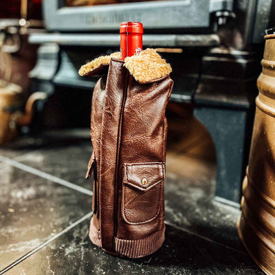BROWN LEATHER JACKET WINE PARKA