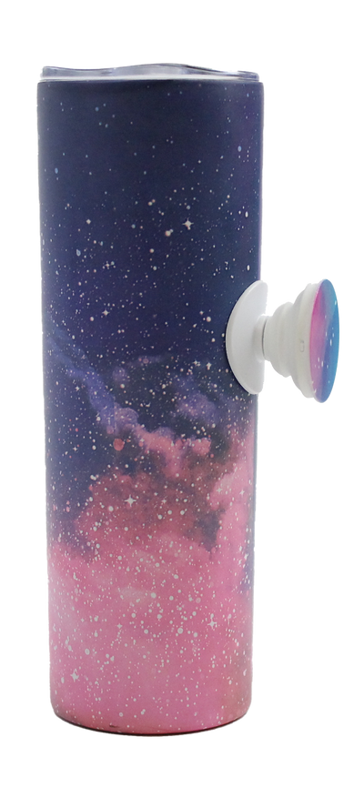 GALAXY PATTERN SIP-GRIP SLIM TUMBLER WITH STRAW