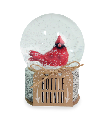 CARDINAL SNOW GLOBE BOTTLE OPENER