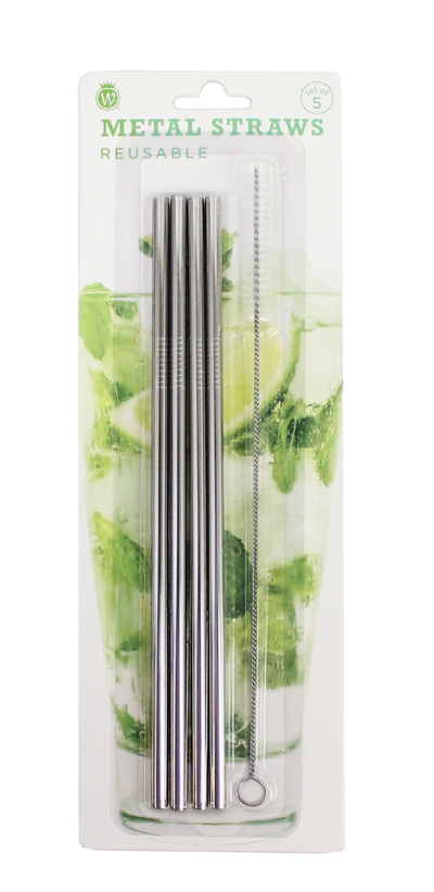 STRAIGHT METAL STRAW SET WITH BRUSH - Wild Eye Designs