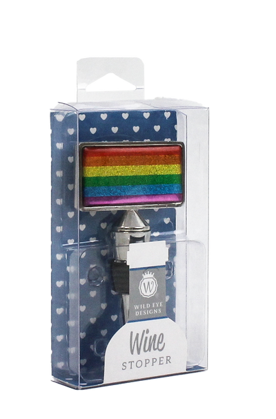 GLITTER RAINBOW FLAG WINE STOPPER