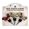 RED, GOLD, & ROSE BOWS WINE STOPPER SET