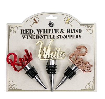 RED, WHITE, AND ROSE CLASSIC WINE STOPPER SET