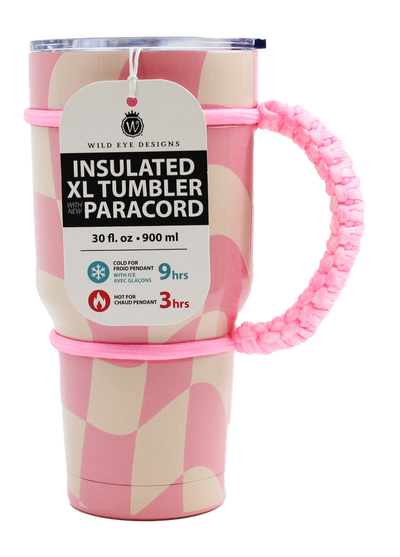 PINK CHECKERED PARACORD TUMBLER