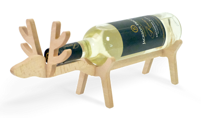 WOODEN REINDEER WINE BOTTLE HOLDER