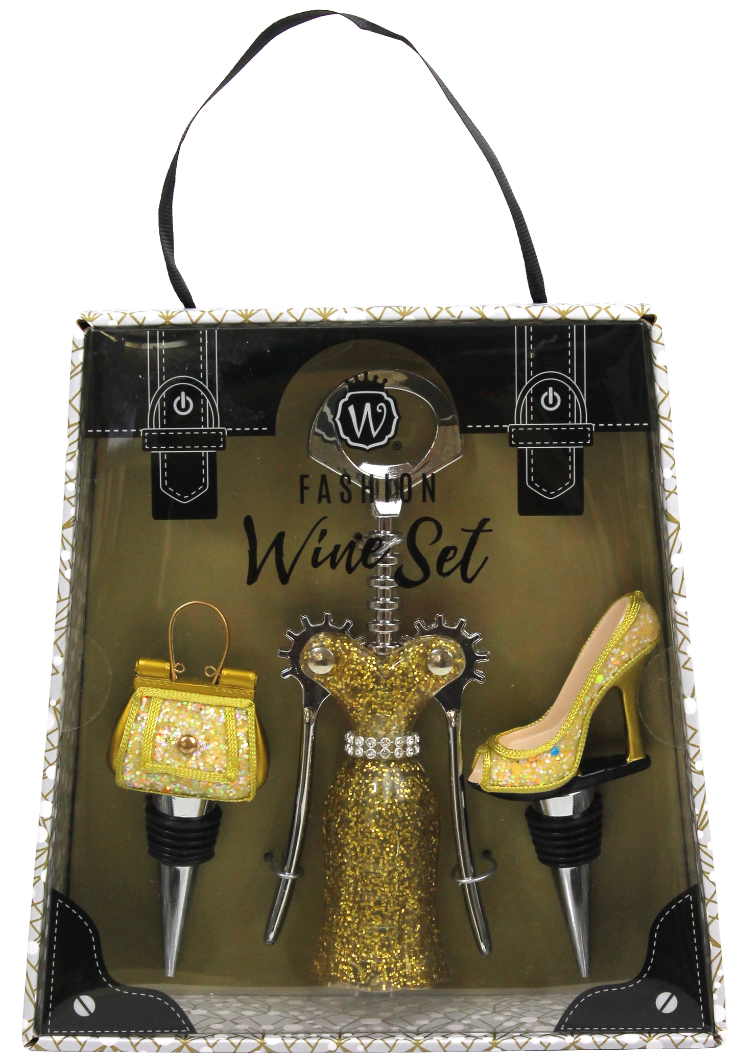 WHITE & GOLD LEOPARD WINE FASHION SET