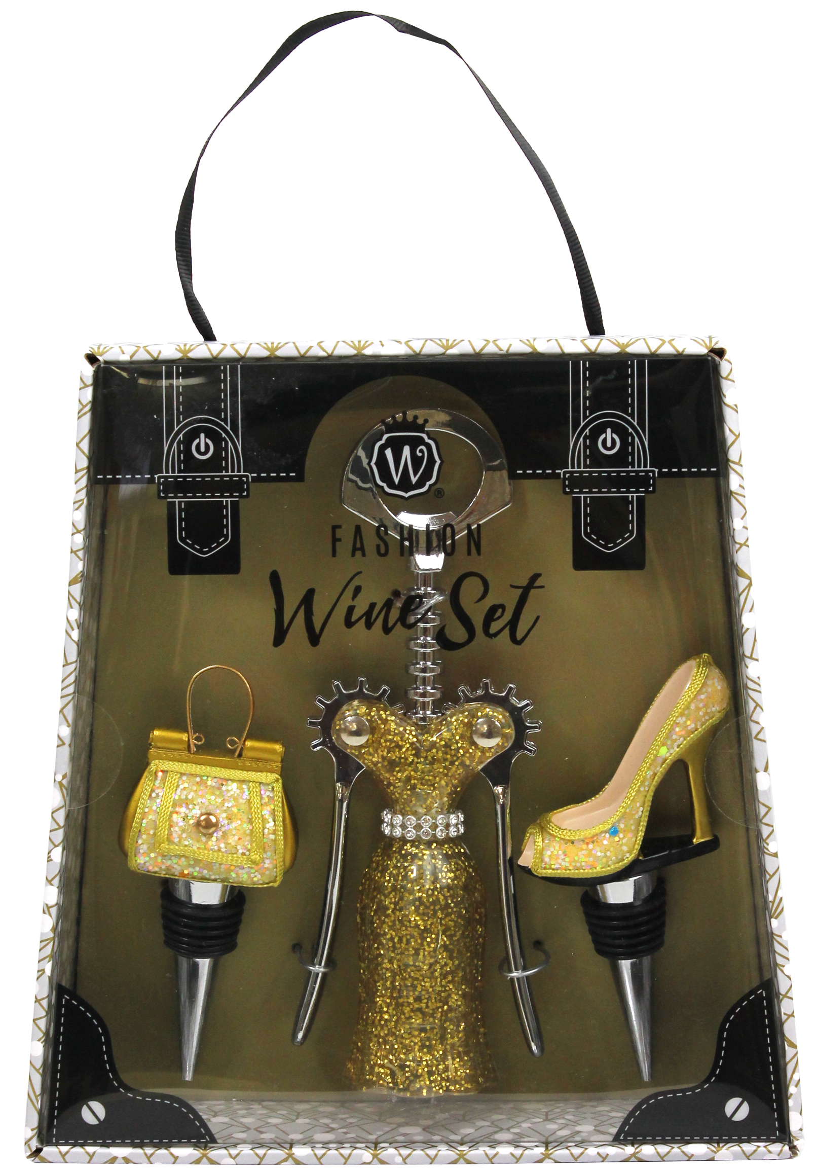 WHITE & GOLD LEOPARD WINE FASHION SET