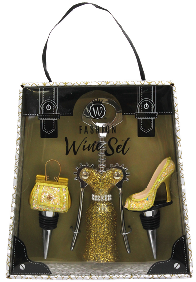 WHITE & GOLD LEOPARD WINE FASHION SET