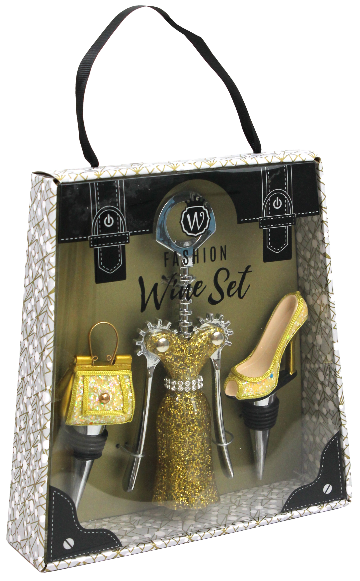 WHITE & GOLD LEOPARD WINE FASHION SET