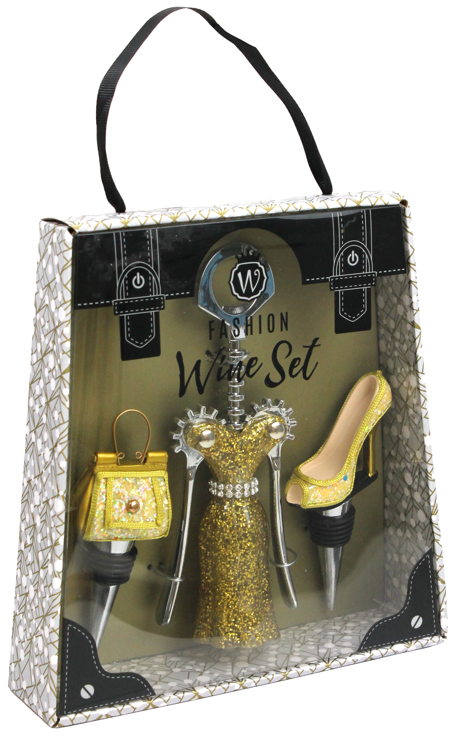 WHITE & GOLD LEOPARD WINE FASHION SET